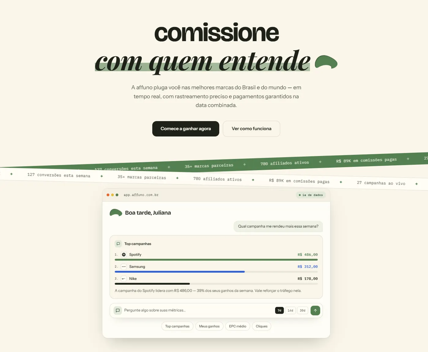 Home da Affuno no ar
