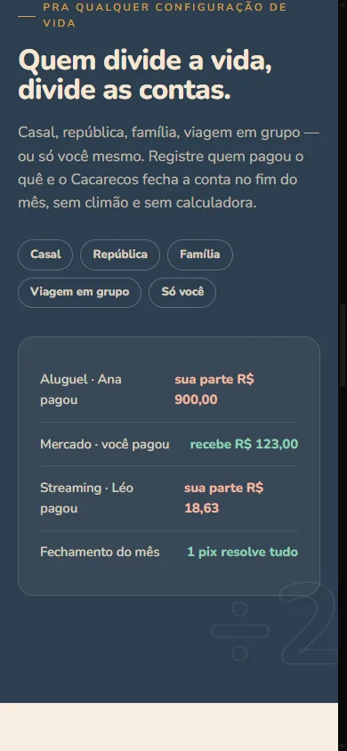 Fechamento de dívidas divididas no Cacarecos